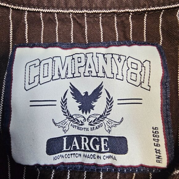 Company 81 Shirt Men's Large Brown White Striped Pearlsnap Western Cowboy Casual - Picture 11 of 13